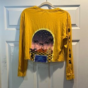 Scotch & Soda Yellow Havana Banana Crop Long Sleeve Tee Shirt M